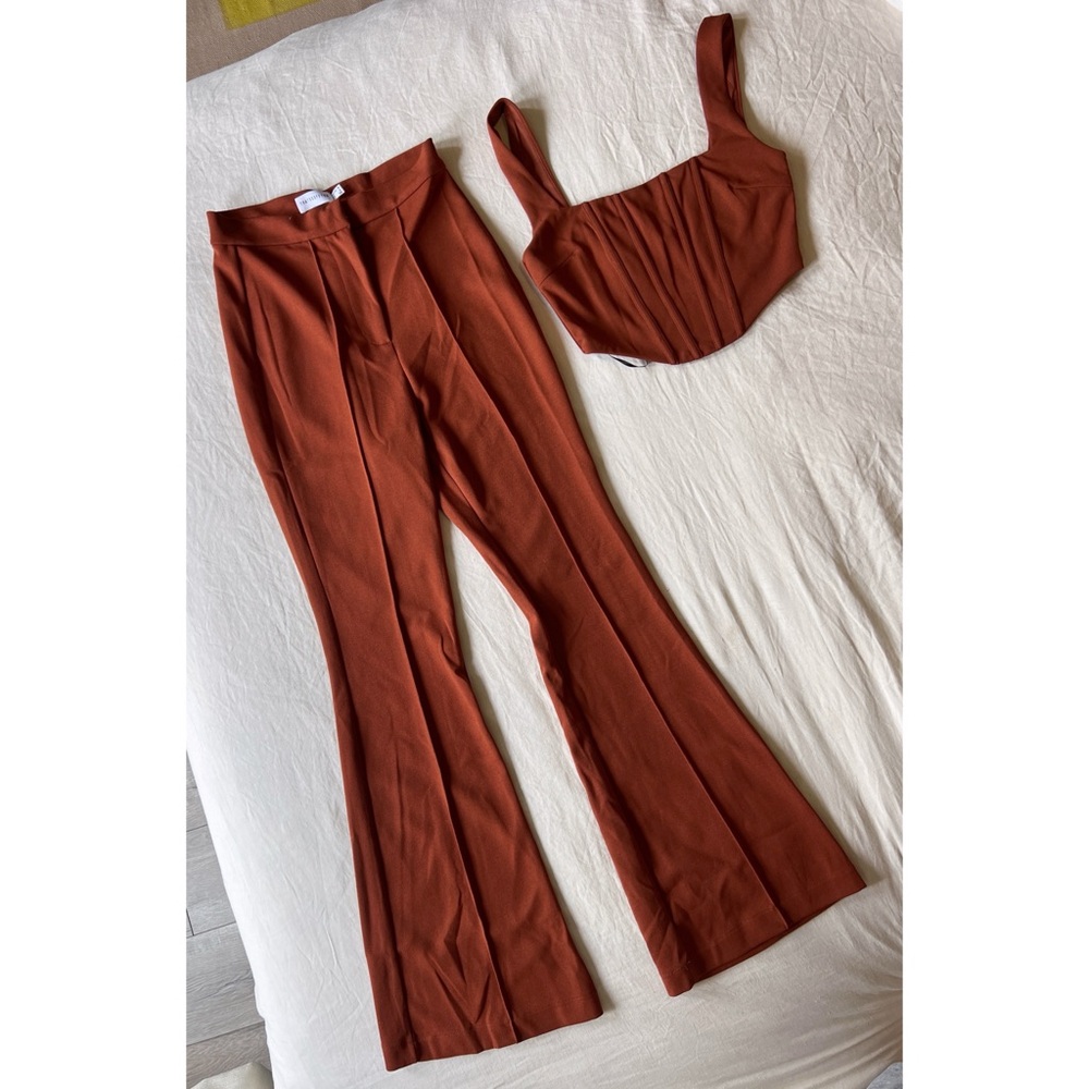 Thatssofetch Brown Corset & Flared Pants Set - image 5